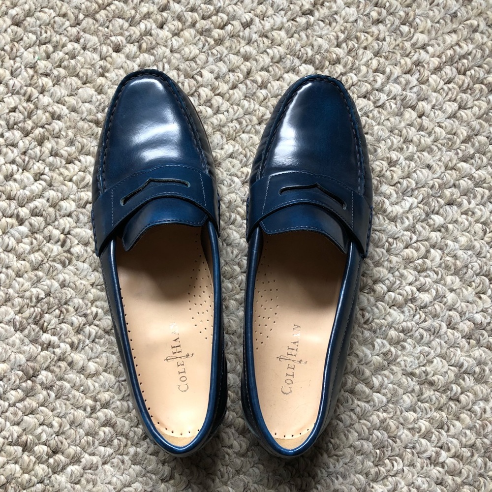 Navy Leather Loafer